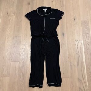 Weekend Edition Black Pajama Top with White Piping